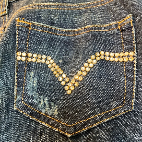 Red Valentino Crystal Encrusted V Logo Signature Jeans Never Used - Picture 4 of 16